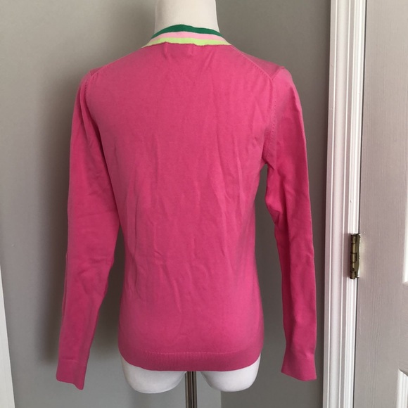 Lilly Pulitzer pink neck sweater with retro stripes Sm - Picture 2 of 5